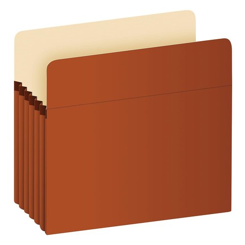 Pendaflex® Extra-Strong Acid-Free File Pockets, Letter Size, 5 1/4" Expansion, 30% Recycled, Red, Box of 50