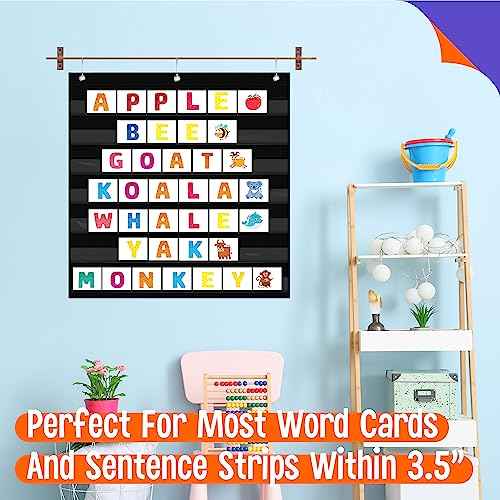 Daily Schedule Pocket Chart, Class Schedule with 7 Clear Pockets Plus 3 Over Door Hangers for Classroom Home School Schedule Organization & Time Management-Fits 3.5¡± Sentence Strips & Word Cards