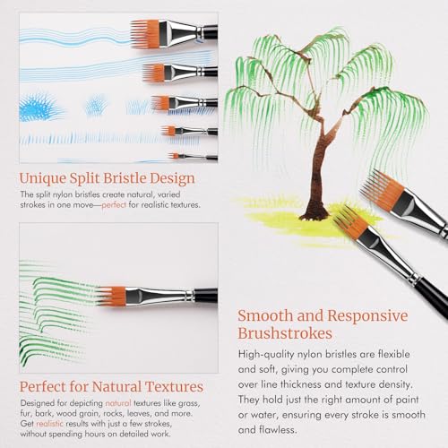 Fuumuui Grainer Brush Set?5pcs Professional Flat Comb Brushes for Unique Texture Painting Perfect for Artists Acrylic, Watercolor and Oil