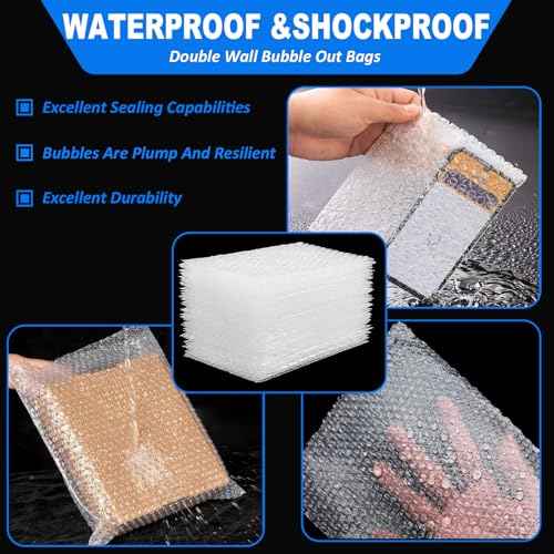 Bubble Pouches Wrap Bag 8 Inch x 10 Inch,30 Pcs Double Wall Thickening Shockproof Bubble Bags, Clear Bubble Out Bags Protective Bubble Pouch, Cushioning Bags for Moving, Shipping and Packing
