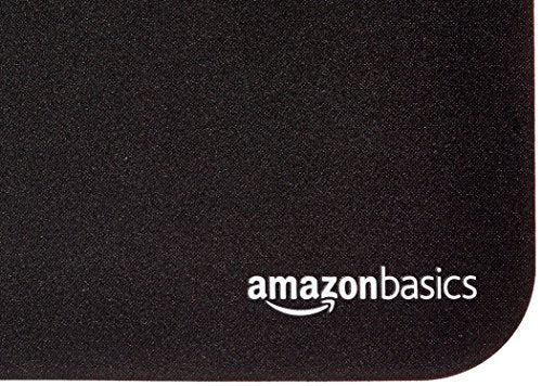 Amazon Basics Square Cloth Mouse Pad with Rubberized Base 12.4 x 10.6 Inches - Black, Variation: 10.6L x 12.4W inches