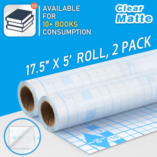 Chell 2-Pack Matte Clear Contact Paper Rolls for Books & Surfaces, 17.5 in x 5 ft