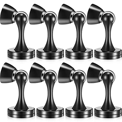 Shimeyao 8 Pack Magnetic Door Stop Floor Mounted Door Stopper Magnetic Catch Wall Mounted with Catch Holder with Screws for Hold Open Wall Protector(Black)
