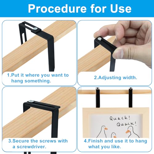 Vibedor 4 Pack Adjustable Cubicle Hangers Black Fits 1-3/8" to 3-1/2" Thick Partitions