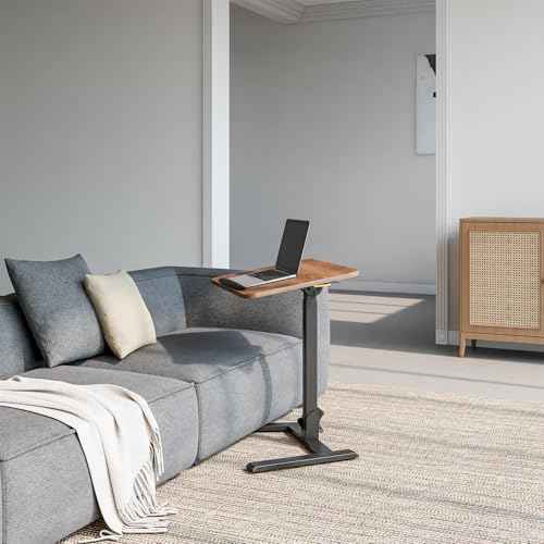 Mobile Folding Desk 25 Inch - No Assembly Sit-Stand Desk,Height Adjustable Rolling Laptop Desk, Space-Saving Portable Desk with Wheels for Home Office Craft & Study, Brown