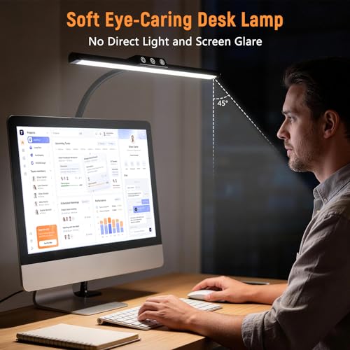ZenBeam Black LED Desk Lamp with Clamp, Flexible Gooseneck & Dimming