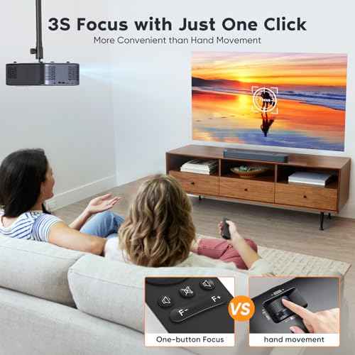 ¡¼Electric Focus¡½Native 1080P Projector with WiFi and Bluetooth, 4K Support Projector with Zoom Function, Outdoor Movie Projector for Phone/Laptop/TV Stick/DVD/USB/HDMI