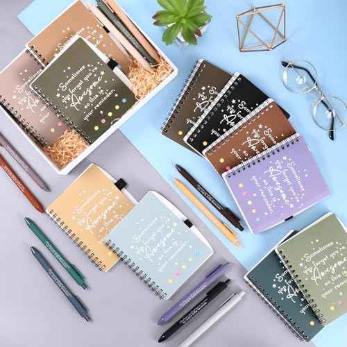 Employee Christmas Gifts Bulk for Rad Tech Perioperative Nurse Practitioner Team Staff Thank You Gifts A6 Spiral Planner Ballpoint Pen Sticky Note for Office Coworker Adult(Bright Color)