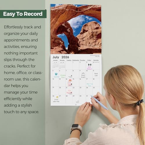National Parks Wall Calendar 2026-2027 - 18-Month Landscape Planner with Stickers, 12x24 Opened