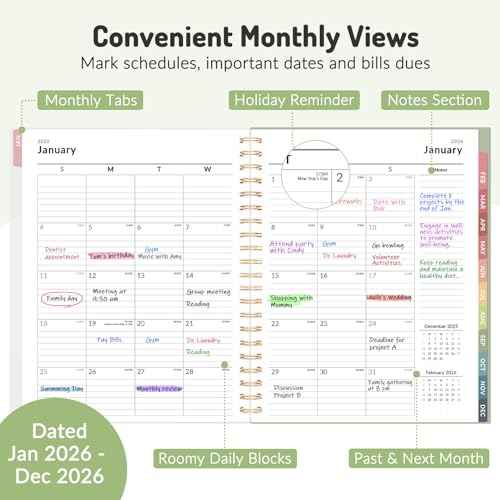 Forvencer 2026 Planner Weekly and Monthly, Jan - Dec 2026, 8.5¡± x 11¡±, Large Agenda Planner for Women, Aesthetic Calender Planner with Spiral Bound, Month Tab, Flexible Cover for School, Office (A4, Green)