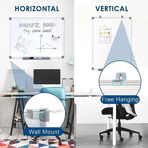 SWANCROWN Magnetic White Board 30 x 20 Inches Dry Erase Board, Hanging Whiteboards for Door, Office, Home, Dorm- Teachers/Students/Family