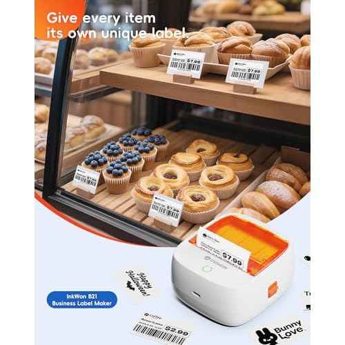 B21 Label Maker Machine with Tape, 2-Inch Wide Waterproof Tape, Bluetooth Portable Label Maker for Small Business, Office, Home, School Organization