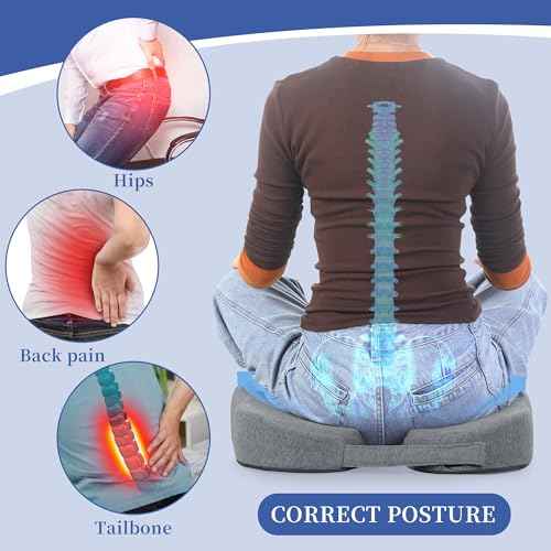 BALAPET Foldable Sit Bone Seat Cushion for Pressure Relief, Memory Foam Comfort Ischial Tuberosity Seat Pillow for Hip, Butt, Hamstrings, and Sciatica Pain Relief, Breathable &Machine Wash Cover