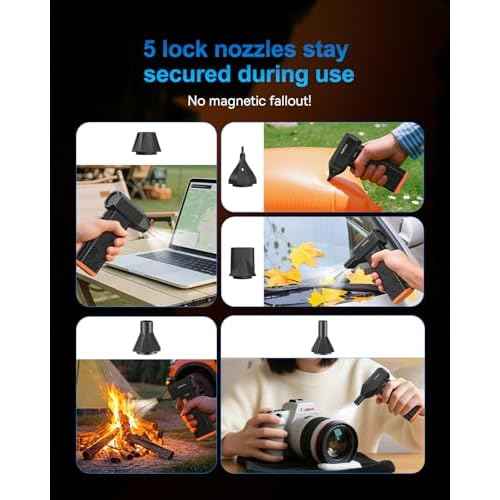 Compressed Air Duster 130,000RPM Ultra-Powerful Cordless Electric Air Blower w/Brushless Motor, 3 Speed Adjustable & Rechargeable Battery for Keyboard, PC, Car, Home, Outdoor, Snow Removal