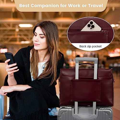 LOVEVOOK Laptop Bag for Women 15.6 Inch Waterproof Leather Computer Briefcase Large Laptop Carrying Case for Business Casual or College