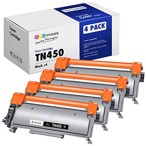 GPC Image Compatible Toner Cartridge Replacement for TN450 TN-450 TN420 to use with HL-2270DW HL-2280DW MFC-7360N MFC-7860DW HL-2240 IntelliFax 2840 Printer (4 Pack, Black)