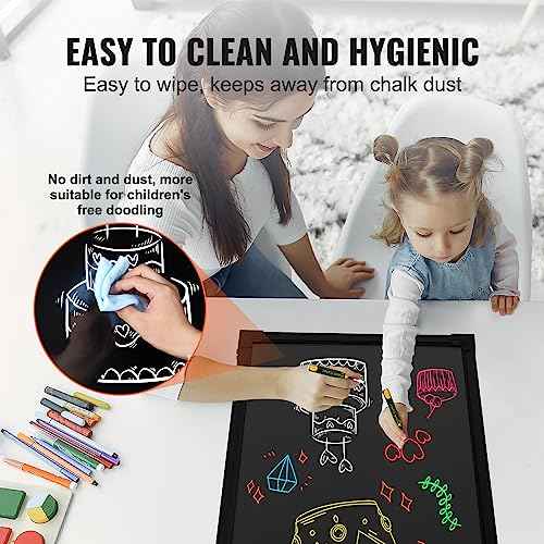 VEVOR LED Message Writing Board, 24"x16" Illuminated Erasable Lighted Chalkboard, Neon Effect Menu Sign Board, Drawing Board with 8 Fluorescent Chalk Markers and Remote Control, for Home Wedding Shop