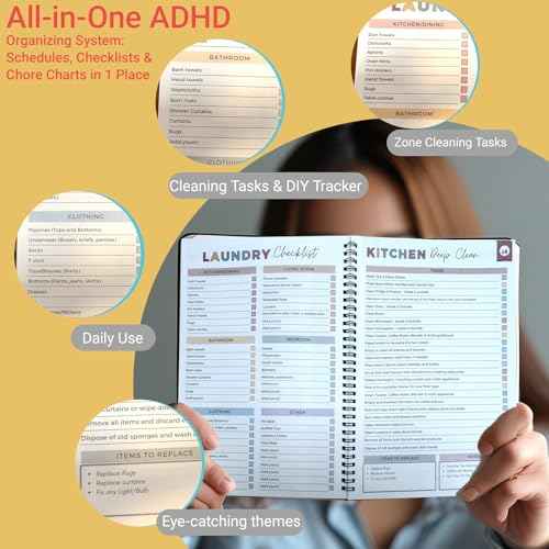 Adhd Cleaning Planner,Household Cleaning Planner, Daily, Weekly And Monthly House Cleaning Schedule And Checklist, Kitchen Bathroom Bedroom Specific Cleaning Schedules