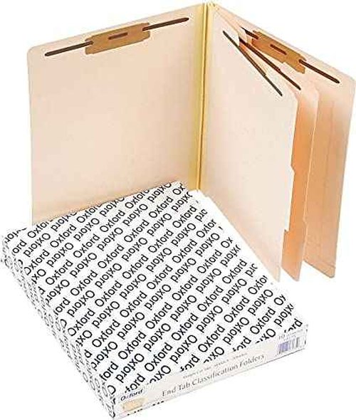 Pendaflex Manila End Tab Classification Folders, 2 Dividers, Letter Size, Manila, 10/BX (13175), Beige