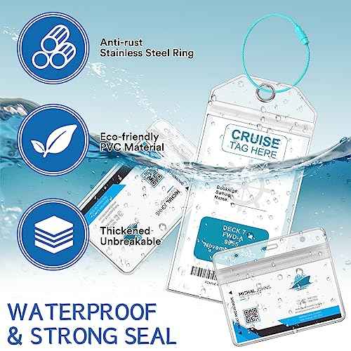 8 Pack Cruise Lanyards Set for Ship Cards, with Retractable Badge Reel Waterproof Luggage Tag Holders Id Card Holders, Sea-Themes Pattern for All Cruises Ticket Key Cards Luggage Tag