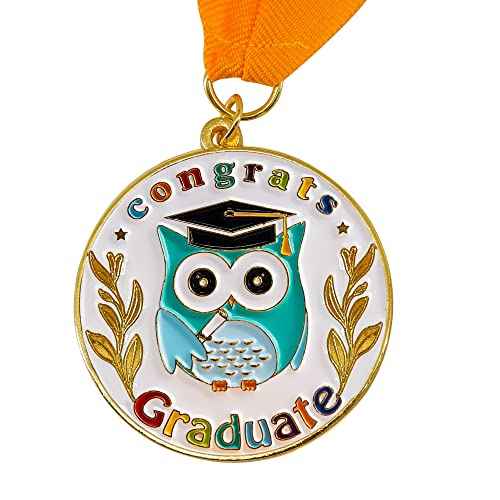 GraduationMall Congrats Kids Graduation Medal with Neck Ribbon,Kindergarten & Preschool Graduation Award Medallion,Party Decoration
