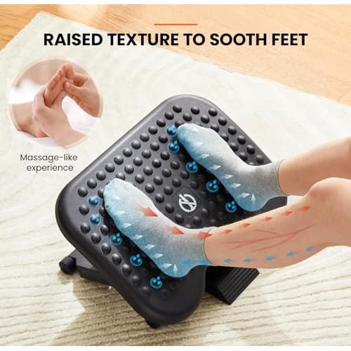 ErGear Under Desk Footrest, Adjustable Foot Rest with 3 Height Settings and 30-Degree Angle, Ergonomic Desk Foot Rest with Massage Texture, Foot and Leg Rest for Home & Office