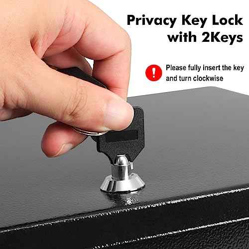 KYODOLED Fireproof Document Box with Key Lock, Large Safe Storage Box for Valuables, Fire Resistance Security Chest, Lock Box for Passport, Cash, Tablet 12.9'' x 10.7'' x 4.2'' Black