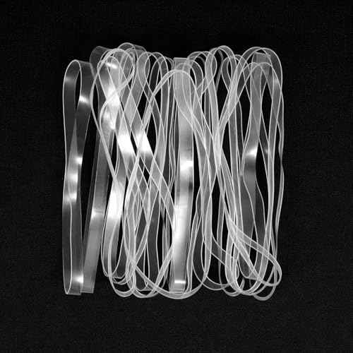 50 Pcs Clear Rubber Bands 200x5mm (Perimeter x Width) Transparent TPU Rubberband Clear Elastic for Home Office Crafts