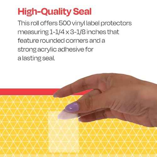 School Smart Vinyl Label Protectors, Round Corner Rectangle, 1-1/4 x 3-1/8 Inches, Clear, Pack of 500 - 1371577