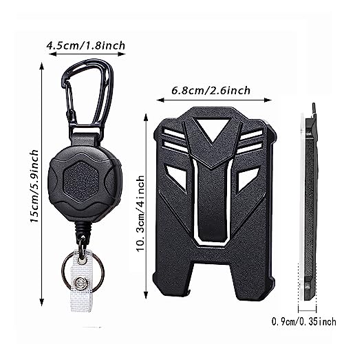 Black 2-Pack Heavy Duty Retractable Badge Reel with Carabiner & Card Holder