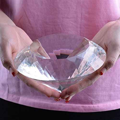 LONGWIN Huge 150mm (5.9 in.) Crystal Polyhedron Diamond Paperweight Wedding Home Decoration Christmas Centerpieces(Clear)