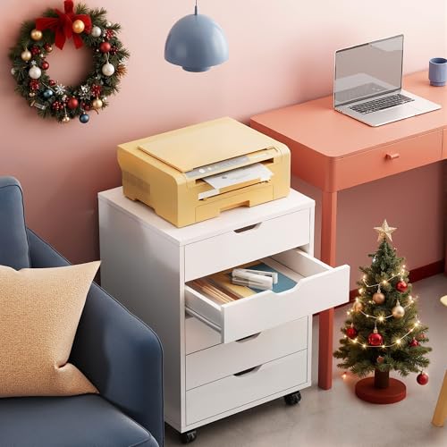 DEVAISE White 5-Drawer Under-Desk Filing Cabinet, 15.7 x 18.7 x 25.5 inches
