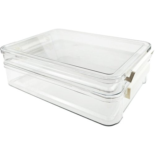 Krylox Clear Plastic File Storage Boxes with Lids - US Letter Size (8.5 x 11 in) Document Organizer Set for Office, School, Home, Stationery, Craft Paper, Photos & Scrapbooking
