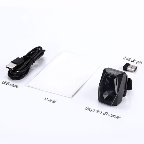 Eyoyo 2D Finger Ring Barcode Scanner, Mini Wearable 3-in-1 USB Wired & 2.4G Wireless & Bluetooth Scanner, Image 1D QR Bar Code Reader PDF417 Data Matrix Screen Scan for iPad, Smartphone, PC