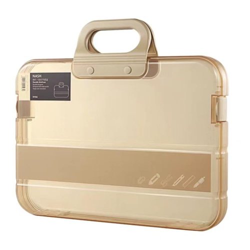 Radefasun Clear Waterproof Document Storage Box with Snaps PP Files Organizer Cases for A4 Paper Magazines Notebooks School or Office Supplies (Khaki, 1pcs)