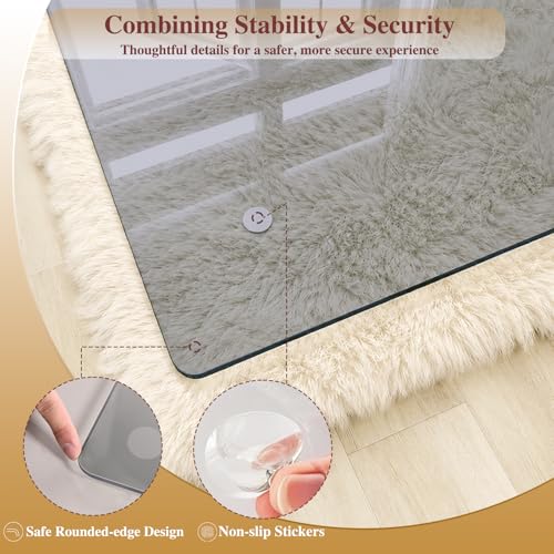Tempered Glass Chair Mat for Carpet 46"x55" Grey – MYSUNORIA Premium 0.2in Thick