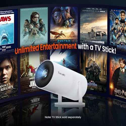 [Two-Way Bluetooth 5.2] Mini Portable Projector 1080P HD Multi-Angle Projection, Tecaki Smart Projector with 180¡ÆRotatable Mount Auto Keystone Correction Long Lens Life (White2)