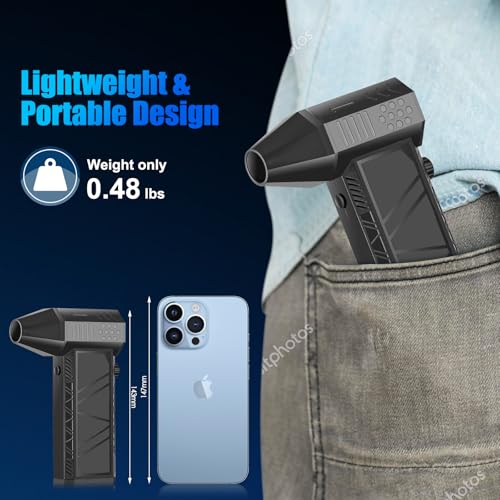 Compressed Air Duster 130000RPM Electric Air Duster Adjustable Air Blower, Cordless Turbo Fan Turbo Dryer Rechargeable Jet Dry Blower for Keyboard, PC, Car, Air Bed Outdoors and Home Cleaning