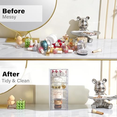 Prsildan 5-Drawer Acrylic Hair Accessories Organizer with Transparent Drawers