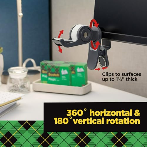 Scotch Clip & Twist Desktop Tape Dispenser – 1-Pack, 3/4" x 350" Tape