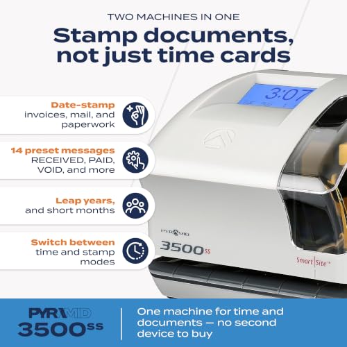 Pyramid Time Systems 3500SS Employee Punch Clock & Date Stamp