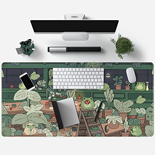 Mechanical Cattle Green Bean Frog Mouse Pad Large Desk Mat for Gaming & Office