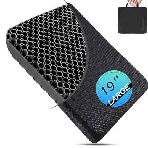 Seat Cushion, Gel Seat Cushion for Long Sitting? Back, Sciatica, Tailbone Pain Relief Pad, 19in Seat Pad for Car, Office Chair, Wheelchair, Soft Support for Long Trips