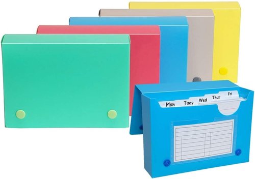1InTheOffice Index Card Case 3x5, Index Card Holder, Assorted Colors, Holds 100 3x5 Cards, (6 Pack)