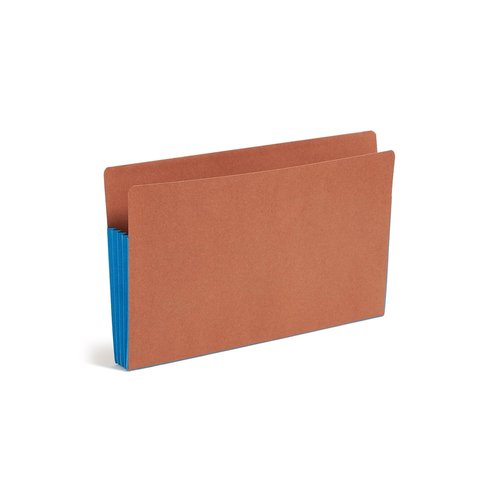 Smead End Tab File Pocket, Reinforced Straight-Cut Tab, 3-1/2" Expansion, Extra Wide Legal Size, Redrope with Blue Gusset, 10 per Box (74679)