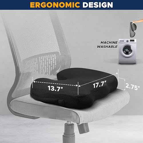 EcoNour Seat Cushions for Office Chairs | Tailbone Pain Relief Cushion for Car Seat | Sciatica, Butt & Coccyx Pain Relief Desk Chair Cushion for Long Sitting Drivers | coj?n para asiento de carro