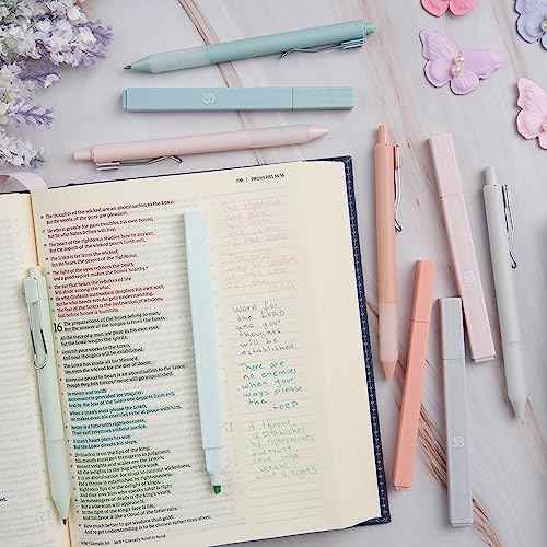BLIEVE - Aesthetic Highlighters and Gel Pens With Soft Ink And Tip, Bible Highlighters and Pens No Bleed, Dry Fast Easy to Hold, for Bible Journaling Planner School Supplies (Pastel)