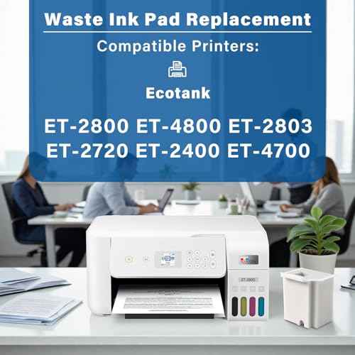 Waste Ink Pad Replacement with Reset Software for Ecotank ET-2800 ET-4800 ET-2803 ET-2720 ET-2400 ET-4700 ET4800 ET2800 ET2803 ET2720 2800 4800 2803 Printers, Waste Ink Pad Maintenance Box (4 Packs)
