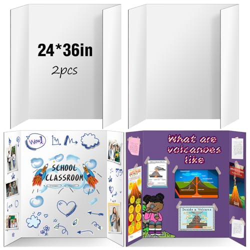IKAYAS 2 Pack Trifold Poster Boards 24x36 Inches Double Sided Display for Art & Projects