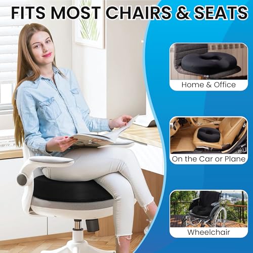 Donut Seat Cushion - Memory Foam Hemorrhoid & Tailbone Relief, Sciatica, Postpartum Recovery, Coccyx, Promotes healthly Circulation